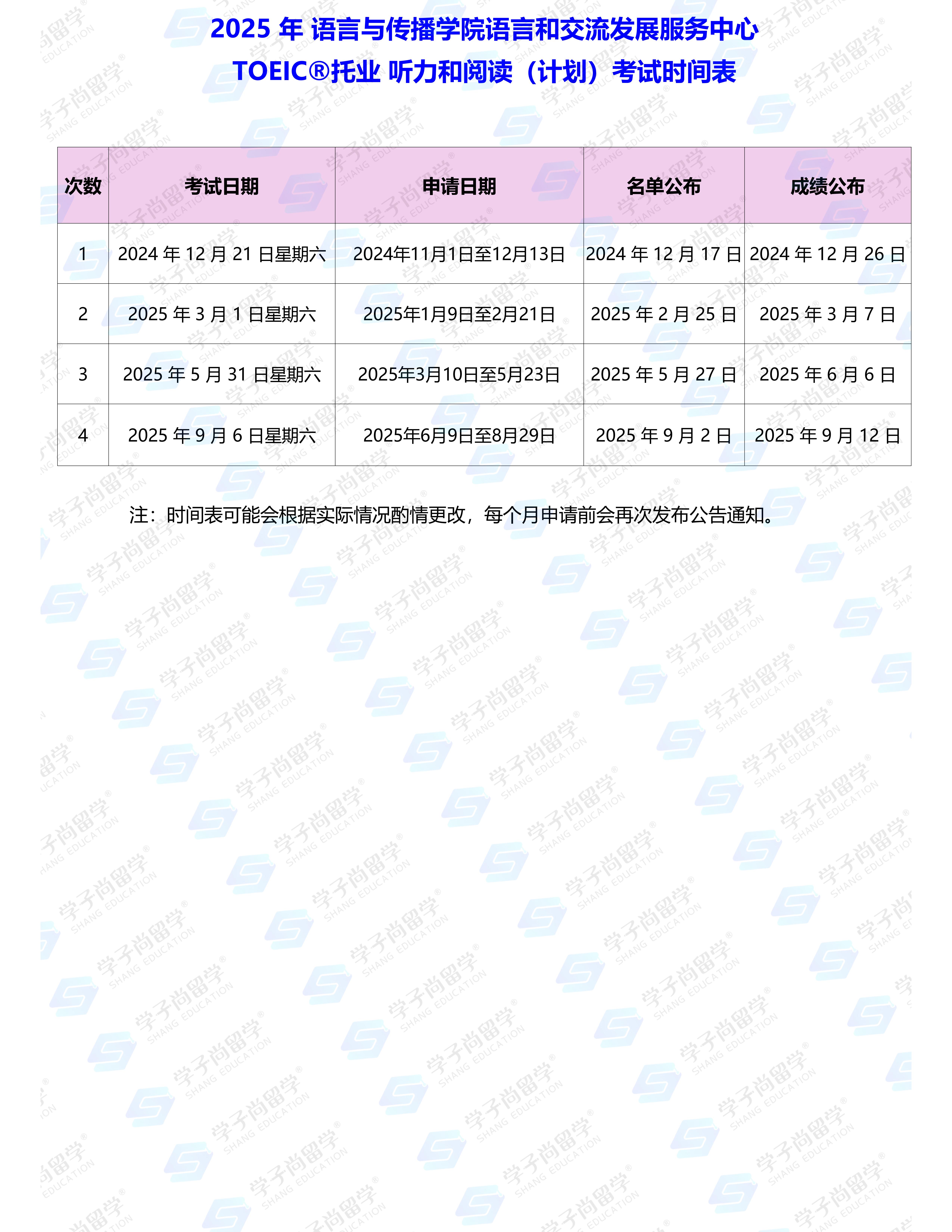 2025 年 语言与传播学院语言和交流发展服务中心TOEIC®托业 听力和阅读考试时间表(2)_00.jpg